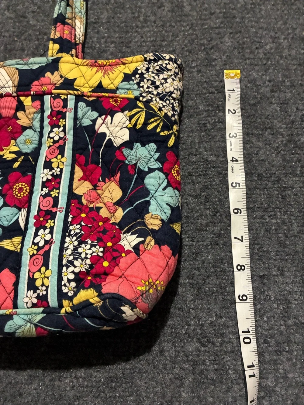 Vera Bradley Floral Quilted Tote in Navy, Coral, Yellow, Aqua